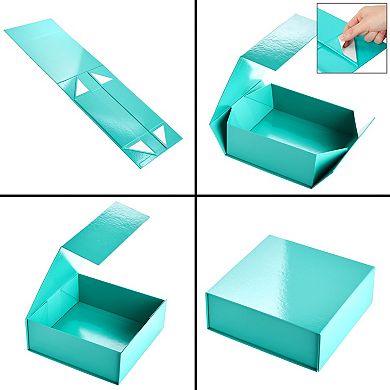 6 Pack Proposal Boxes, 9.5 X 9.5 X 3.5 Inch Glossy Teal Magnetic Gift Box