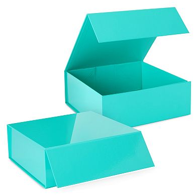 6 Pack Proposal Boxes, 9.5 X 9.5 X 3.5 Inch Glossy Teal Magnetic Gift Box