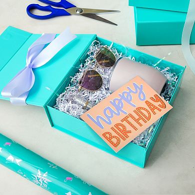 6 Pack Proposal Boxes, 9.5 X 9.5 X 3.5 Inch Glossy Teal Magnetic Gift Box