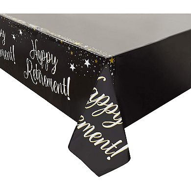3 Rectangle Plastic Tablecloths, Happy Retirement Party Table Covers 54" X 108"