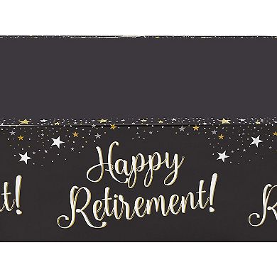 3 Rectangle Plastic Tablecloths, Happy Retirement Party Table Covers 54" X 108"