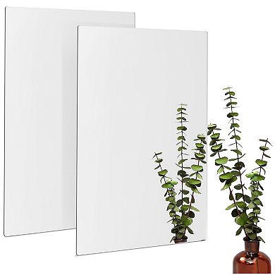 2 Pack Acrylic Mirror Sheets For Wall Decor, 3mm Shatter Resistant Tiles, 17x11"