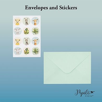 Safari Baby Shower Thank You Cards With Envelopes, Seal Stickers (4x6", 48 Pack)