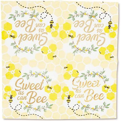 50 Bee Paper Napkins, Bumblebee Baby Shower Sweet As Can Be Birthday Party Gold