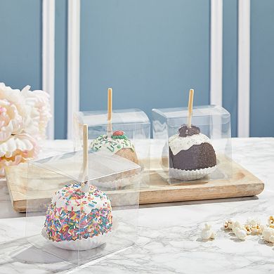 30 Pcs Clear Candy Apple Boxes With Hole Top, For Easter Favor Supplies, 4x4x4"