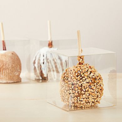 30 Pcs Clear Candy Apple Boxes With Hole Top, For Easter Favor Supplies, 4x4x4"