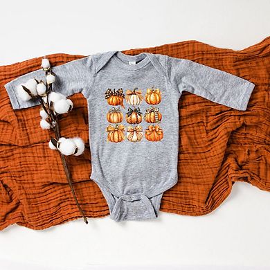 Coquette Fall Pumpkin Chart Baby Long Sleeve Bodysuit