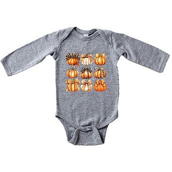 Coquette Fall Pumpkin Chart Baby Long Sleeve Bodysuit