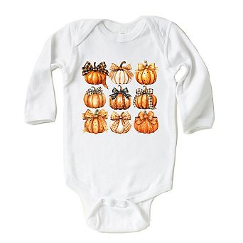 Coquette Fall Pumpkin Chart Baby Long Sleeve Bodysuit