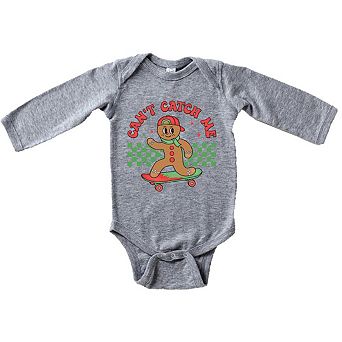 Gingerbread Man Skateboard Baby Long Sleeve Bodysuit