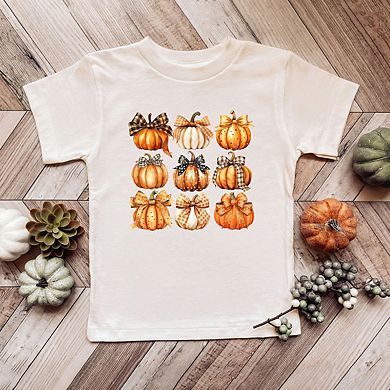 Coquette Fall Pumpkin Chart Toddler Short Sleeve Graphic Tee