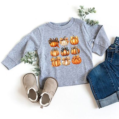 Coquette Fall Pumpkin Chart Youth Long Sleeve Graphic Tee