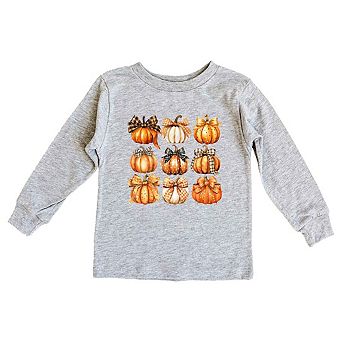 Coquette Fall Pumpkin Chart Youth Long Sleeve Graphic Tee