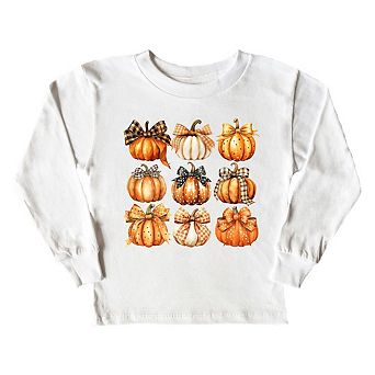 Coquette Fall Pumpkin Chart Youth Long Sleeve Graphic Tee