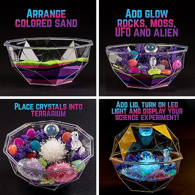 31-Pieces Grow Your Own Crystals Galaxy Terrarium Kit, Ideal Holiday Gift