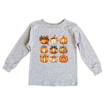 Coquette Fall Pumpkin Chart Toddler Long Sleeve Graphic Tee