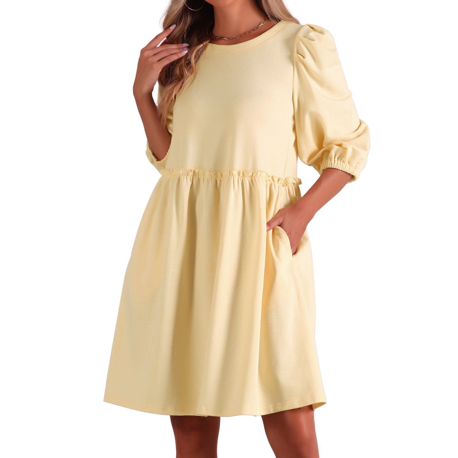 Women's Casual Sleeveless Gingham Midi Dress - Smocked Bodice A-Line Style In Blue Or Pink - View #4