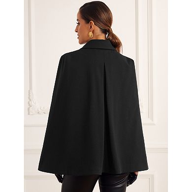 Women's Cape Blazer Split Sleeve Button Front Casual Workwear Cape Coat Shawl Jackets