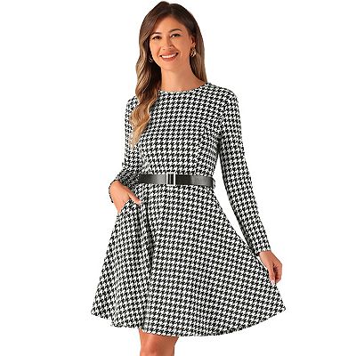 green emerald velvet dress Green 1950s Plaid Belted Swing Dress main image 0