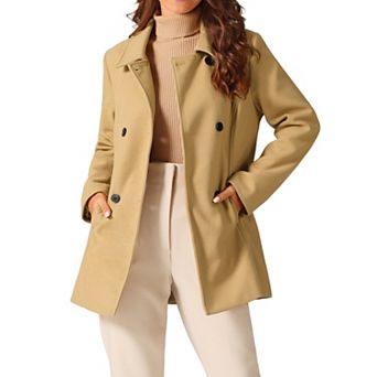 Women's Long Sleeves Peacoat Double Breasted Button Outerwear Winter Coat