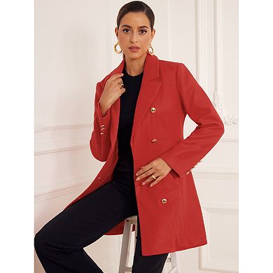 Winter Overcoat For Women's Notch Lapel Double Breasted Coats