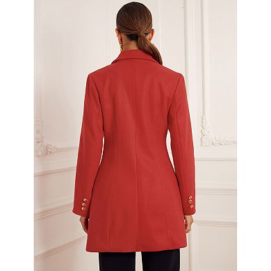Winter Overcoat For Women's Notch Lapel Double Breasted Coats