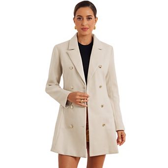 Winter Overcoat For Women's Notch Lapel Double Breasted Coats