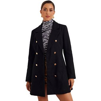 Winter Overcoat For Women's Notch Lapel Double Breasted Coats