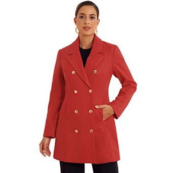 Winter Overcoat For Women's Notch Lapel Double Breasted Coats