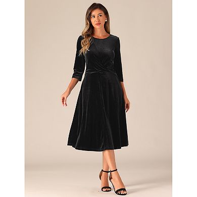 3/4 Sleeve banded lined dress main image 0