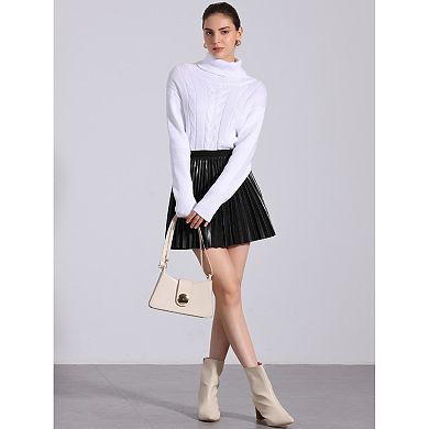 Pleated Mini Skirt For Women's Party Casual Elastic Waist A-line Skirts