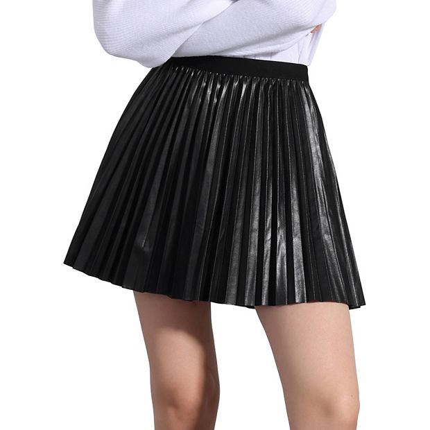Pleated Mini Skirt For Women's Party Casual Elastic Waist A-line