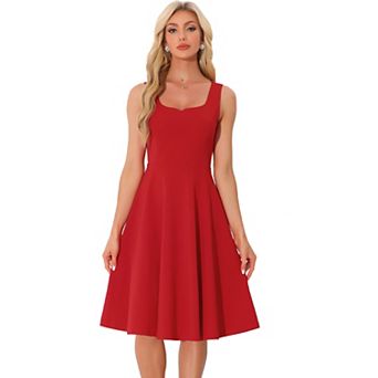 Vintage Swing Dress For Women's Sweetheart Neck Sleeveless Fit And Flare Dresses