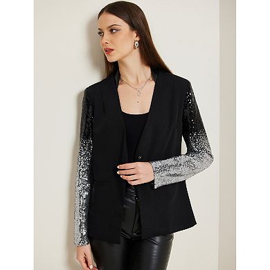 Party Jackets For Women's Shiny Sequin Long Sleeves Sparkle Casual Blazer Jacket