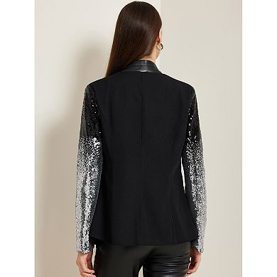 Party Jackets For Women's Shiny Sequin Long Sleeves Sparkle Casual Blazer Jacket