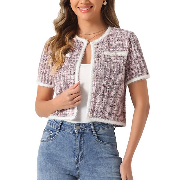 トップス thetoe SHORT SLEEVE TWEED JACKET Fifth Avenue Short Sleeve Tweed Jacket – THE TOÉ