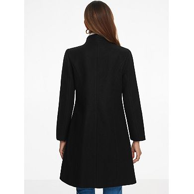 Stand Collar Coat For Women's Long Sleeve Winter Outerwear