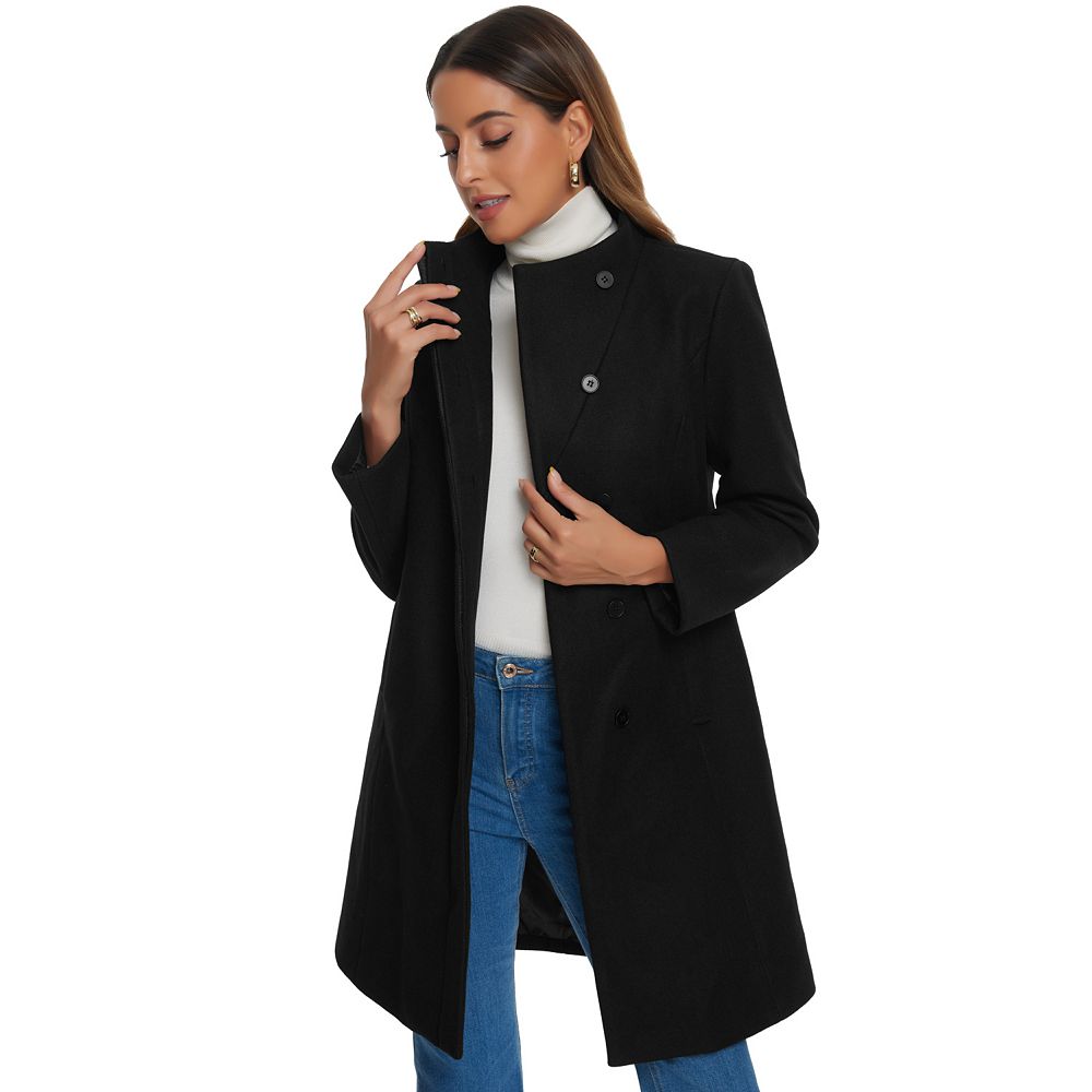 Stand Collar Coat For Women's Long Sleeve Winter Outerwear
