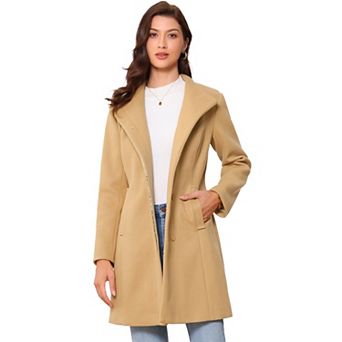 Stand Collar Coat for Women's Long Sleeve Winter Outerwear