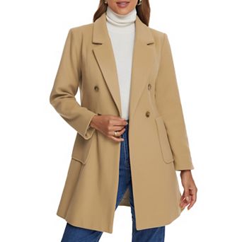 Winter Coats For Women's Notch Lapel Double Breasted Peacoats