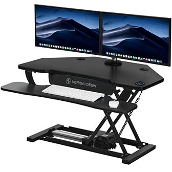VersaDesk PowerPro 36"W Electric Adjustable Standing Corner Desk Converter, Black