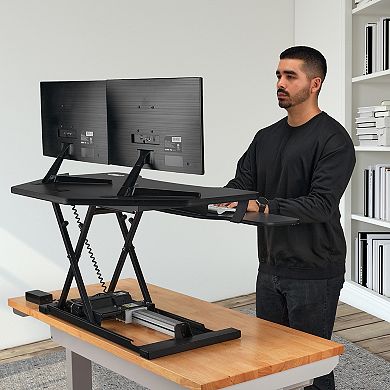 VersaDesk PowerPro 36"W Electric Adjustable Standing Corner Desk Converter, Black