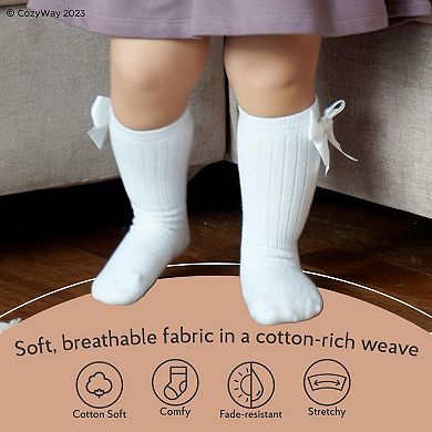 Baby Knee High Non-slip Socks, Cable Knit With Grips, 3 Pairs 4-7 Years