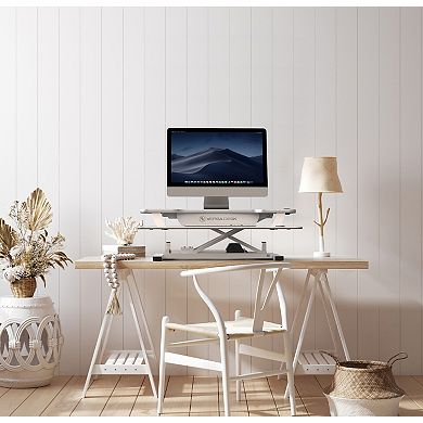 VersaDesk PowerPro 36"W Electric Adjustable Standing Desk Converter, White
