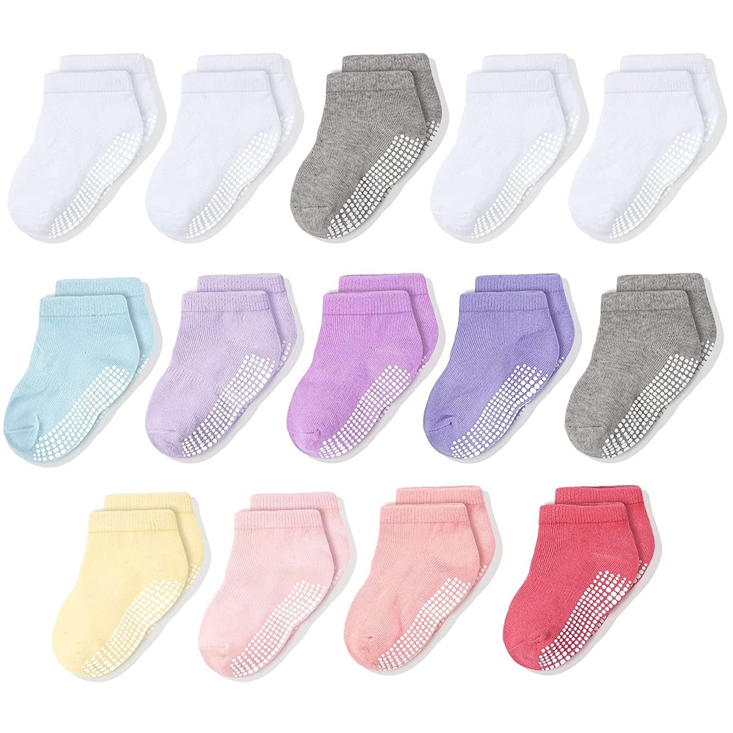 12 Pairs Toddler Boys Non-Skid Grip Socks - Infants & Kids, Multicolored Cartoon, Low Cut