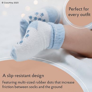 Non-slip Ankle Grip Low Cut Baby Socks, 14 Pack, 6-12 Months Old