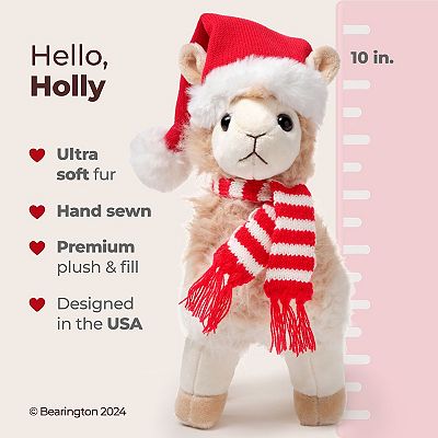 Bearington Holly Llama Plush Holiday Llama Stuffed Animal 10 Inches