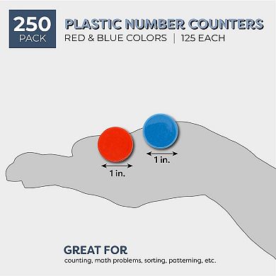 250 Pcs 1 Inch Bingo Chips Red Blue Plastic Counters For Maths Counting Learning