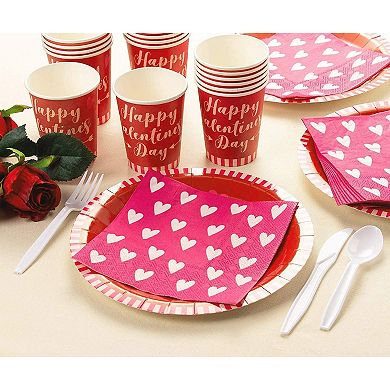 100x Valentine's Day Decor Pink Heart Napkins For Birthday, Wedding Party 6.5"