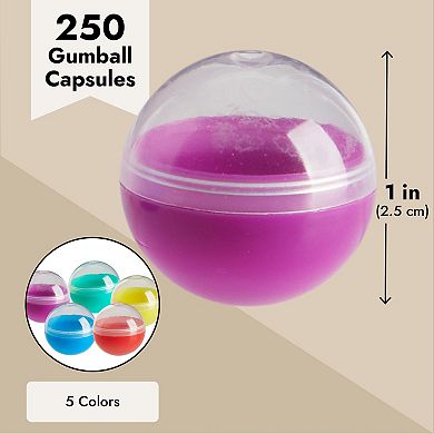250-pack Vending Machine Capsules, 1 Inch Round Containers, 5 Colors